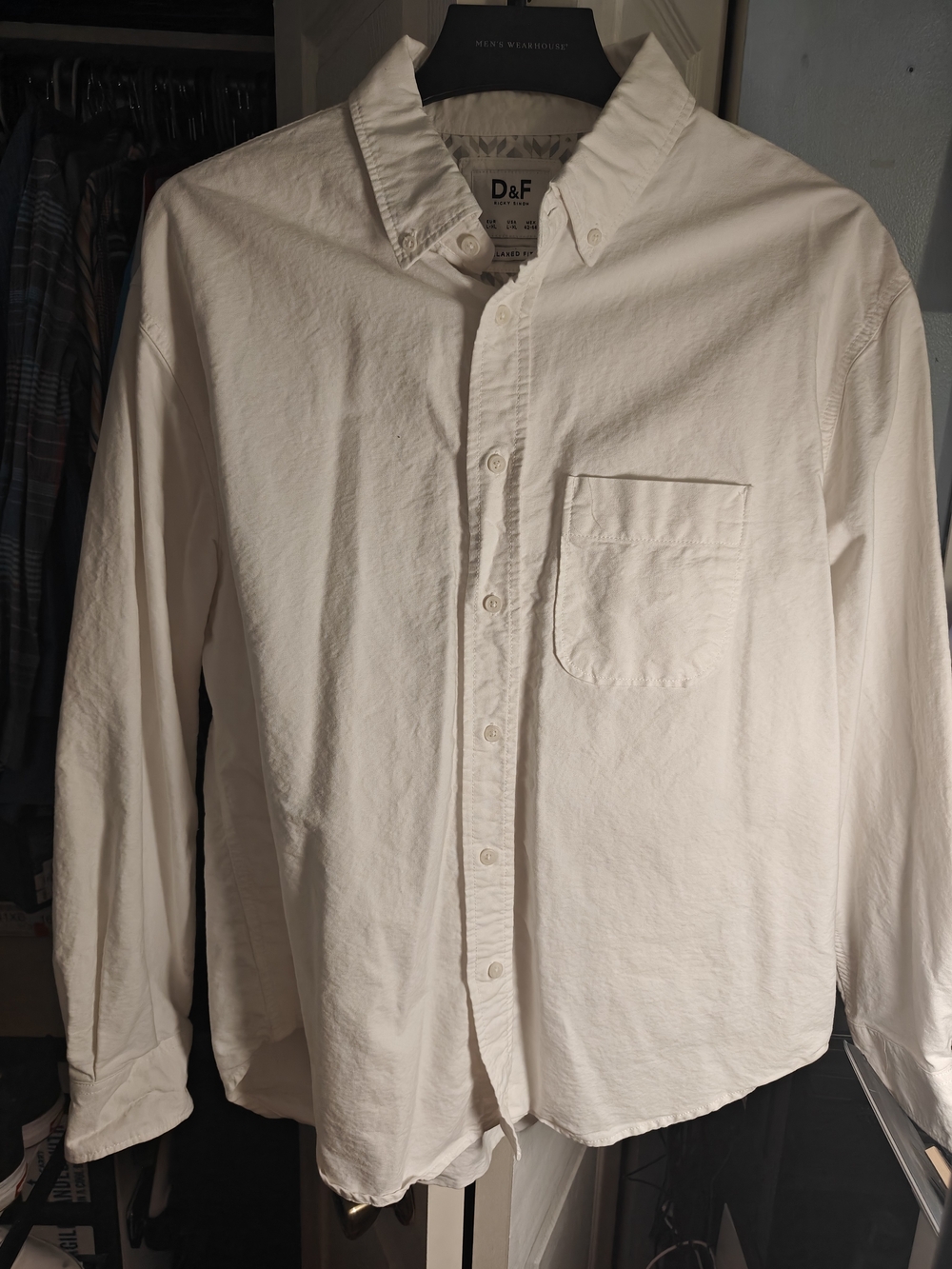 NWOT Denim & Flower Ricky Singh Men's Classic Button-Down Shirt in Off-White